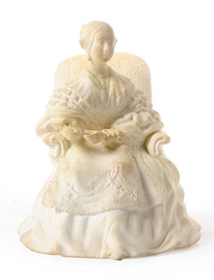 Lot 104 - A Staffordshire Bisque Porcelain Figure of Queen Victoria, probably Minton, circa 1837, wearing...