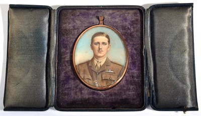 Lot 101 - A Miniature Portrait of an RFC Officer, in No.2 dress uniform, half length, painted over...