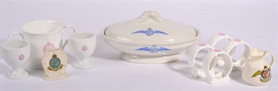 Lot 106 - Ten Pieces of Royal Flying Corps Related Ceramics, comprising a small vegetable tureen and cover, a