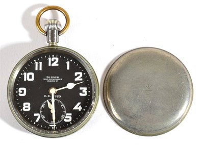 Lot 110 - A Royal Flying Corps Cockpit Clock (Pocket Watch) by Zenith, top wind, the circular black...