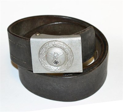 Lot 132 - A German Third Reich DLV Belt and Buckle, the brown leather belt stamped B.A.B. 1937 to the...