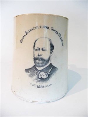 Lot 109 - A Staffordshire Pottery Commemorative Mug, dated 1885, of tapering cylindrical form, printed in...