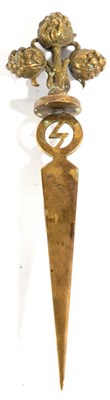 Lot 159 - A German Third Reich Hitler Youth Brass Presentation Desk Dagger, the spear point blade...