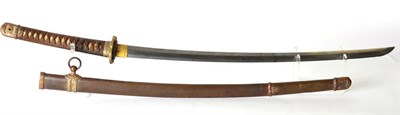 Lot 166 - A Japanese Shin Shinto Katana, the 65cm steel blade with billowing hamon, one piece brass...