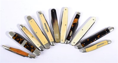 Lot 179 - A Collection of Eleven Sheffield Made Twin Blade Pocket Knives, with ivory, horn and...