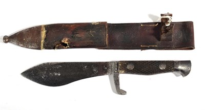 Lot 182 - A Second World War Spanish Combat Knife, the 14cm Bolo steel blade with chequered/milled back edge
