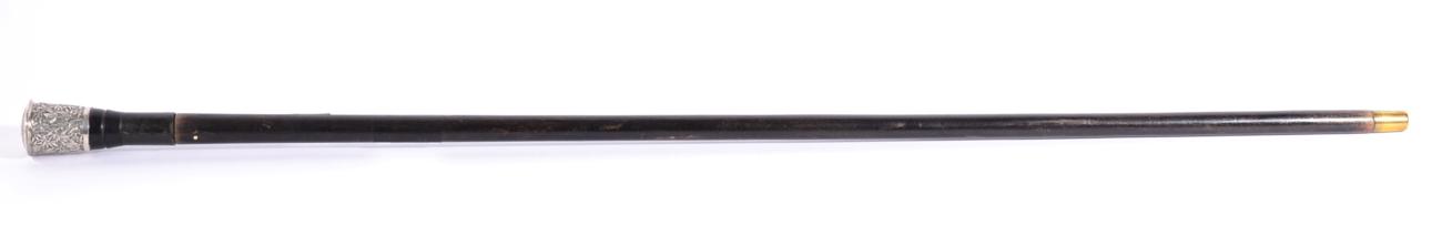 Lot 192 - A Late 19th Century Ebonised Wood Swordstick, the 66cm fullered triangular section steel blade...