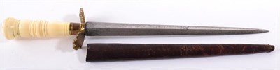 Lot 205 - A George III Small Naval Dirk, with 16cm plain diamond section steel blade, the gilt brass...