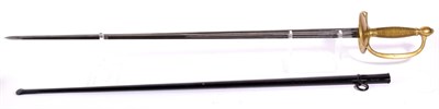 Lot 209 - A French Fusilier's Sword, of 1796 pattern, the 81cm double edge steel blade with a narrow...