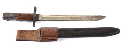 Lot 227 - A Scarce Ross Knife Bayonet Mk.I by the Ross Rifle Company, Quebec, the pommel stamped with the...