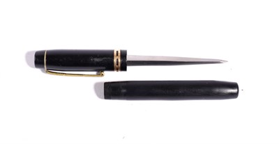 Lot 231 - A Special Operations Executive Type Pen Dagger, with square tapering stiletto blade, the black...