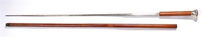 Lot 232 - A Late Victorian Malacca Swordstick, with 66cm tapering double edge steel blade, the handle...