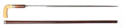 Lot 241 - A Victorian Malacca Sword Stick, with 66cm flattened diamond section steel blade, plated...