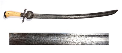 Lot 246 - A Late 17th Century Austrian Hunting Sword, the 57cm single edge curved fullered steel blade double