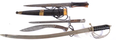 Lot 259 - A Sudanese Short Sword, with 37cm double edge spear point blade, wood grip and leather and...