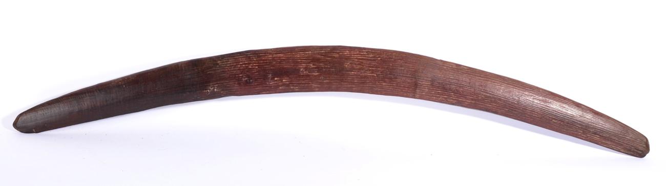 Lot 264 - A Late 19th Century Australian Aboriginal Large War Boomerang, one side slightly convex with...