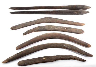 Lot 267 - Two 19th Century Australian Aborigine Waddy Hunting Sticks, 67.5 cm and 64.5 cm long...