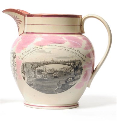 Lot 121 - A Dixon, Austin & Co Sunderland Pottery Large Jug, circa 1820, printed with A West View of the Cast