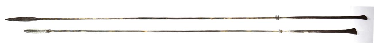 Lot 276 - A Good Tuareg Steel Spear, North Africa, the 20.5cm narrow leaf shape blade with raised medial...