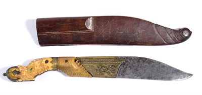 Lot 283 - A 19th Century Sinhalese Piha-Kaetta, the 20cm single edge broad hatchet-tip steel blade with...