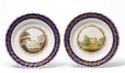 Lot 133 - A Pair of Derby Porcelain Dessert Plates, circa 1790, painted with titled scenes View On The...