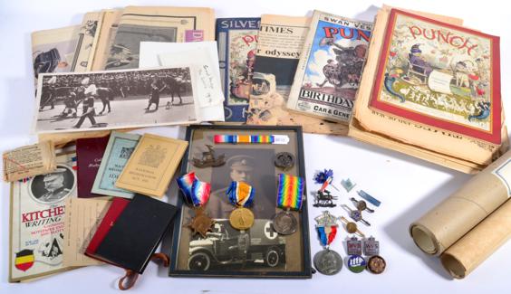 Lot 4 - A First World War Trio, to 33764 PTE.G.L.CANNING.R.WAR.R., related items, comprising  portrait...