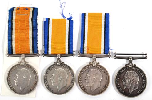 Lot 16 - First World War Cavalry Interest: Four British War Medals, awarded to:- 6539 PTE.W.WALKER....