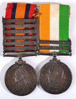 Lot 17 - A Queen's South Africa Medal, with six clasps TUGELA HEIGHTS, ORANGE FREE STATE, RELIEF OF...
