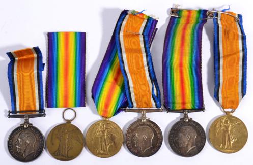 Lot 19 - Three First World War Pairs, each comprising British War Medal and Victory Medal, awarded...