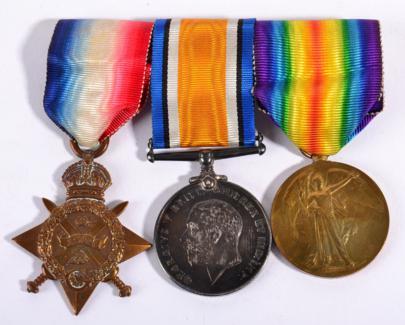 Lot 20 - A First World War Trio, comprising 1914 Star, British War Medal and Victory Medal, awarded to...