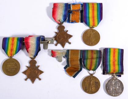 Lot 21 - Six First World War Single Medals, comprising:- two 1914-15 Stars to 1480 PTE.S.SAVILLE,...
