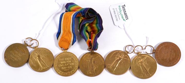 Lot 23 - Seven First World War Victory Medals, awarded to:- G-71696 CPL.G.H.TAYLOR; MIDD'X R.; 267017...