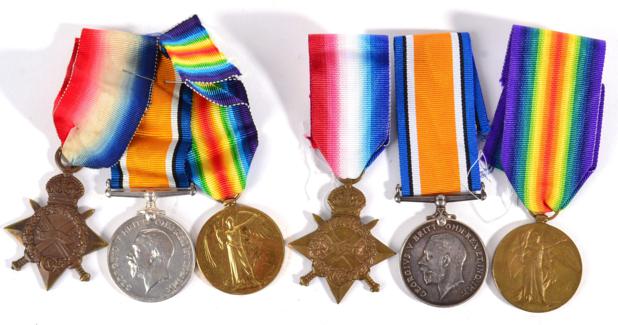 Lot 33 - Two First World War R.A.M.C. Trios, each comprising 1914-15 Star, British War Medal and Victory...
