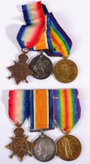 Lot 34 - Two First World War R.A.M.C. Trios, each comprising 1914-15 Star, British War Medal and Victory...