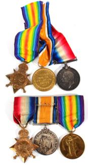 Lot 35 - Two First World War R.A.M.C. Trios, each comprising 1914-15 Star, British War Medal and Victory...