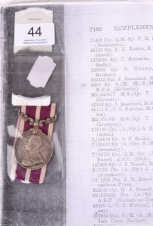 Lot 44 - A George V Army Meritorious Service Medal, with swivel suspender, awarded to 6125 CPL.- A.SJT:-...