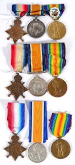 Lot 58 - Three First World War R.A.M.C. Trios, each comprising 1914-15 Star, British War Medal and...