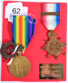 Lot 62 - A First World War ";Mons"; Star, with clasp 5TH AUG.-22ND NOV.1914, awarded to 5543 PTE.J.DOCHERTY
