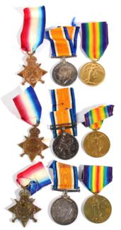 Lot 64 - Three First World War R.A.M.C. Trios, each comprising 1914-15 Star, British War Medal and...