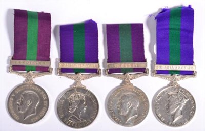 Lot 80 - Four General Service Medals 1918-62:- George V, with clasp S.PERSIA, awarded to 54937 SEPOY.DILAWAR