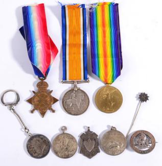 Lot 89 - A First World War Trio, to 1503 PTE.C.G.LANE.HEREFORD.R. together with a Silver War Badge,...
