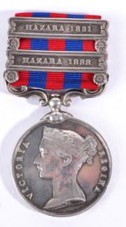 Lot 101 - An India General Service Medal (1854 to 1895), to 1473 Lce Corpl. A. Proudfoot 2d. Bn. Sea....