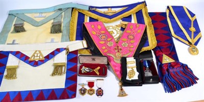 Lot 107 - A Collection of Masonic Jewels and Regalia, including a good 18ct gold and enamel Past Master...