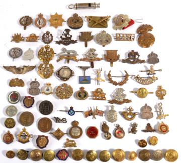Lot 109 - A Collection of Approximately Thirty British Military Cap and Collar Badges, a silver War...