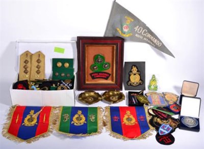 Lot 112 - Royal Marines Interest:- a collection of badges, buttons and insignia, including a pair of...