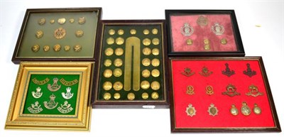 Lot 118 - A Display of Six Pairs of Officer's Collar Badges and a Cap Badge, to the Worcestershire...