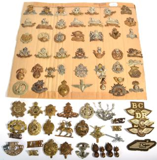 Lot 121 - A Collection of Approximately Seventy Cap and Collar Badges, in brass, bimetal and white metal,...