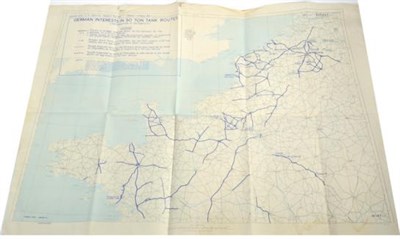 Lot 123 - D-Day Interest: A Rare Map of German Interests in 50 Ton Tank Routes, Dated 17 May 44, Issued...