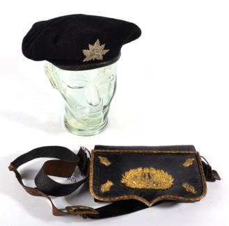 Lot 128 - An Early 19th Century Bandsman's Black Patent Leather Pouch, with gilt metal foliate stamped...