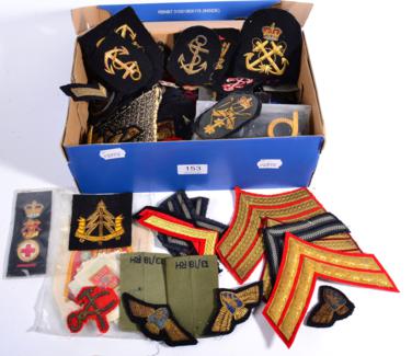 Lot 153 - A Quantity of Embroidered and Other Cloth Insignia, including blazer badges, rank stripes,...